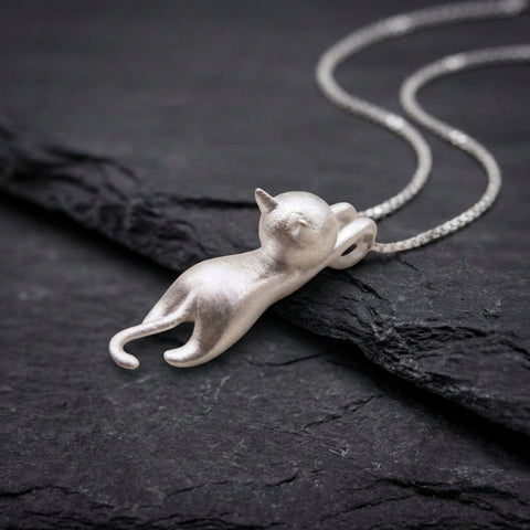 925 Sterling Silver Playful Kitty Necklace