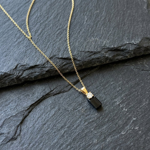 Alessia Black Onyx Bar Necklace