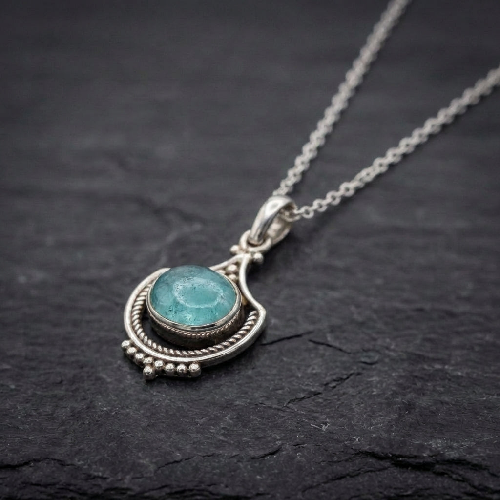 Boho Opal Necklace In Silver