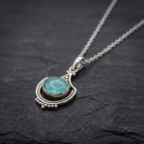 Boho Opal Necklace In Silver