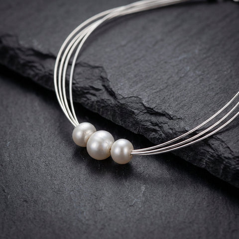 Elegant White Pearl Layered Necklace