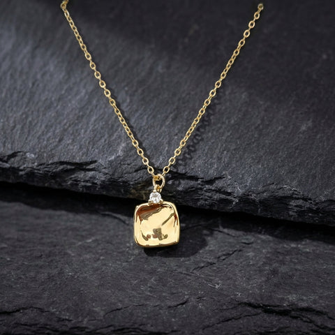 Elsa Hammered Square Pendant Necklace