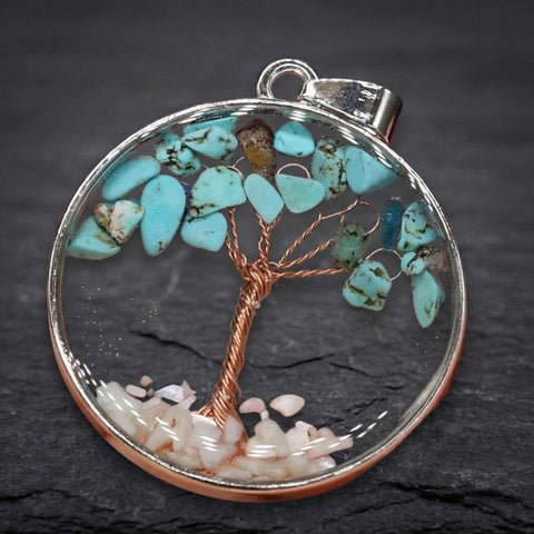 Opal Tree Of Life Necklace In Silver