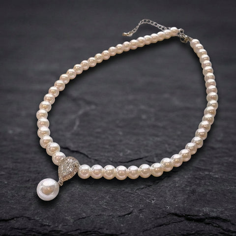 Pearl Zircon Pendant Water Drop Necklace