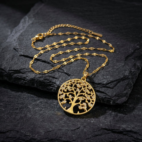 Roots Of Life Necklace In Gold